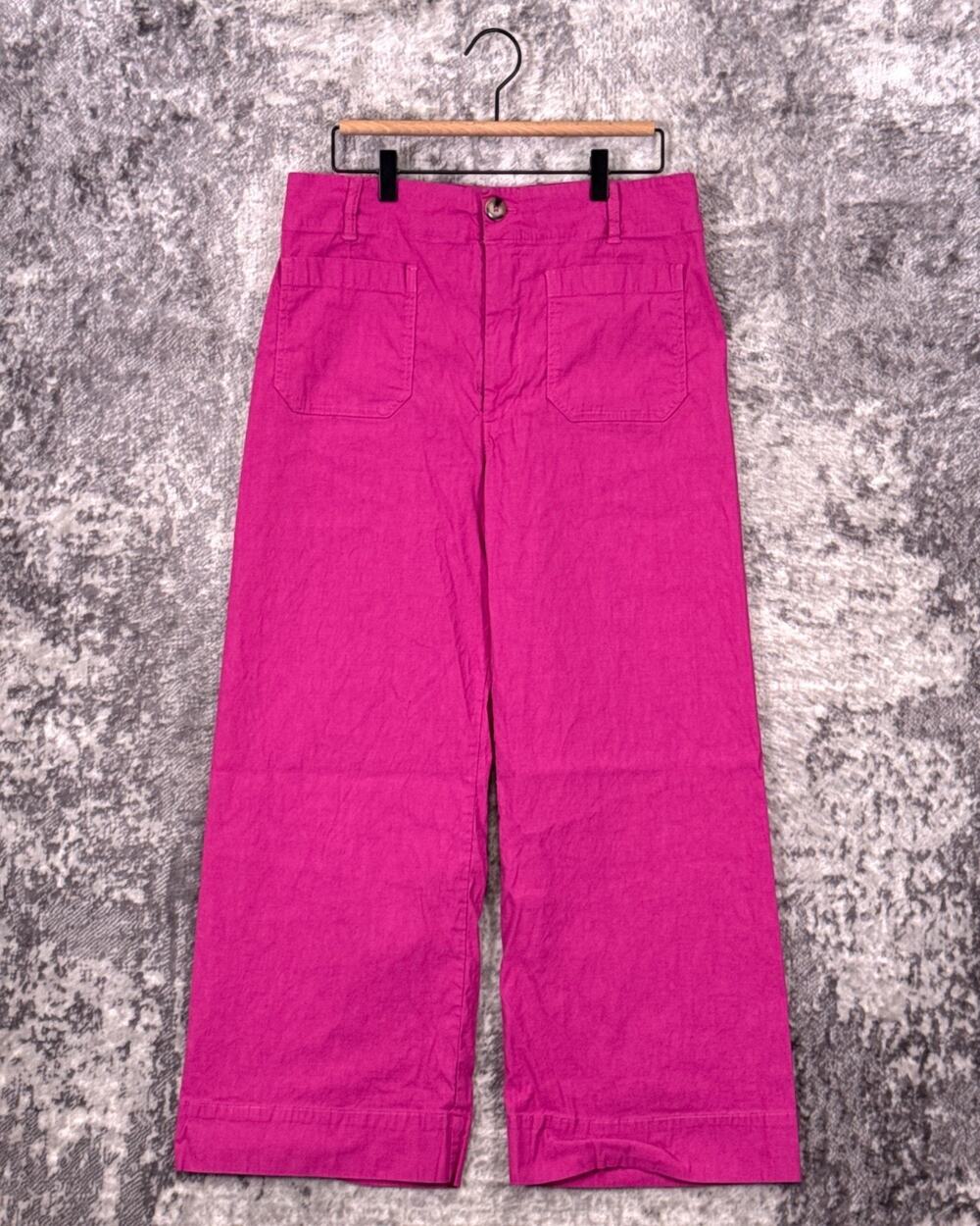 Maeve The Colette Pants 32 Womens Anthropologie Pink Magic Fabric Linen Wide